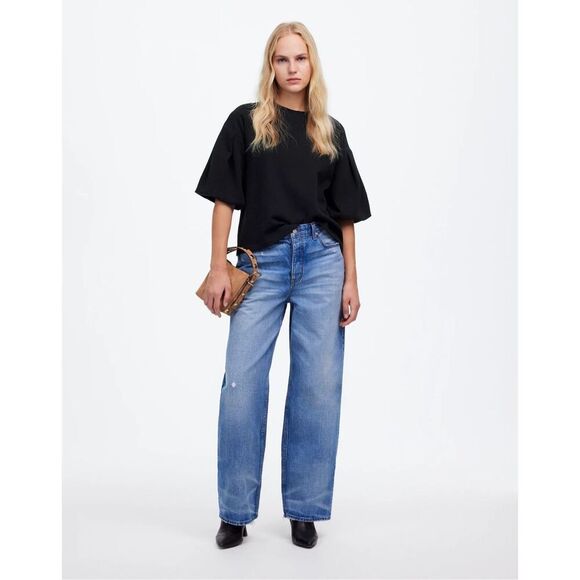 NWT Madewell Puff-Sleeve Sweatshirt Tee Black Size M $78.00 - Picture 4 of 9
